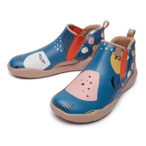 UIN Women's High Top Ankle Boots Walking Shoes (Granada Flower In the Lake)