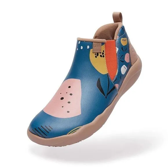 UIN Women's High Top Ankle Boots Walking Shoes (Granada Flower In the Lake)