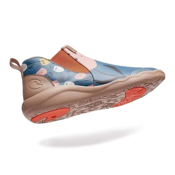 UIN Women's High Top Ankle Boots Walking Shoes (Granada Flower In the Lake)