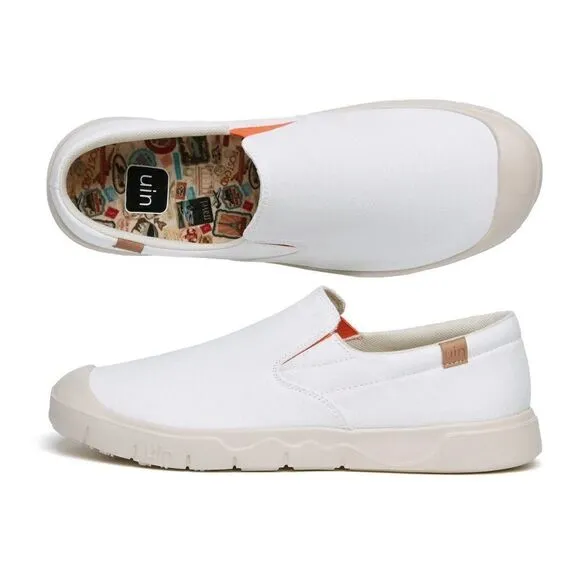 UIN Men's Sneakers Walking Casual Travel Shoes (Pure White Canvas Cadiz )
