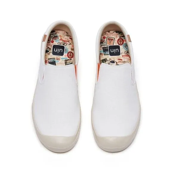 UIN Men's Sneakers Walking Casual Travel Shoes (Pure White Canvas Cadiz )