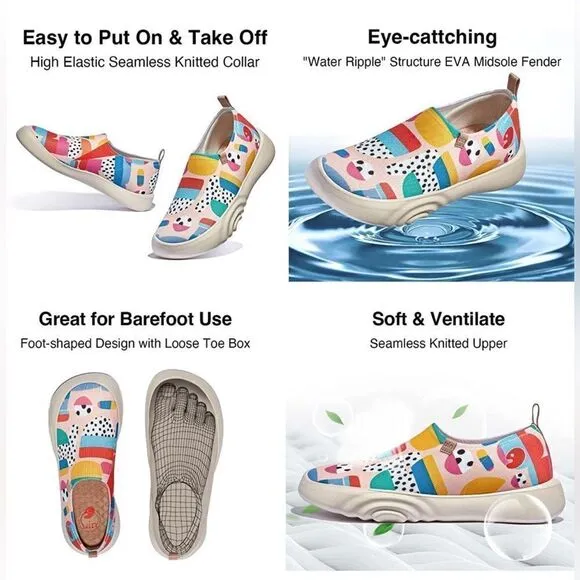 UIN Women's Walking Shoes Slip On Casual Sneaker Toledo ⅩⅤ (Happy Worship 2)