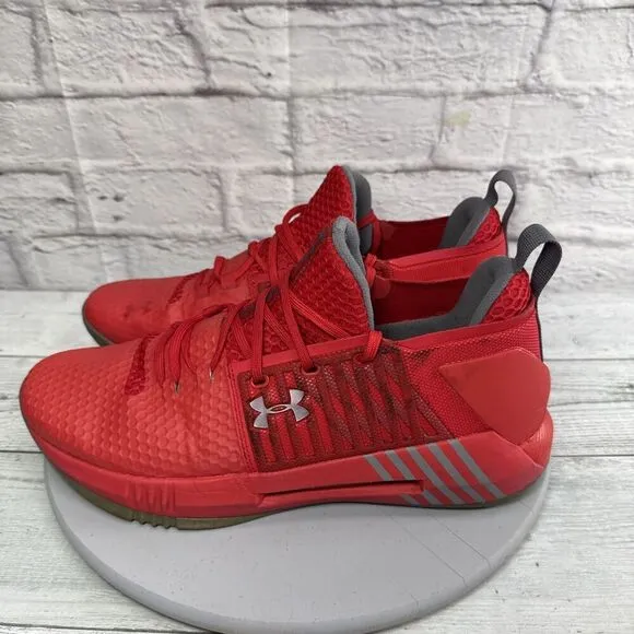 Under Armour Drive 4 Basketball Sneakers Mens 13 Low Red White Shoes Trainers