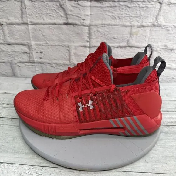 Under Armour Drive 4 Basketball Sneakers Mens 13 Low Red White Shoes Trainers