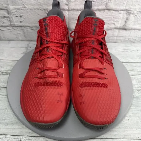 Under Armour Drive 4 Basketball Sneakers Mens 13 Low Red White Shoes Trainers