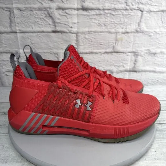Under Armour Drive 4 Basketball Sneakers Mens 13 Low Red White Shoes Trainers