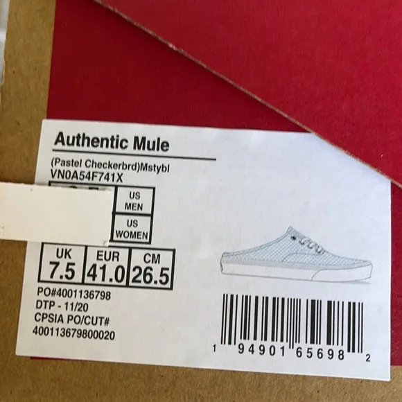 Vans Authentic Mule Pastel Checkerboard Misty Bl W