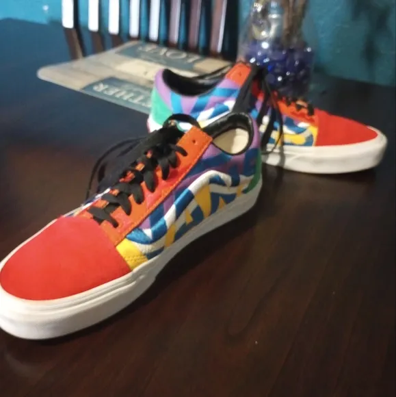 Vans Men's 9.5 Old Skool Statement Multi Block Sneakers Casual Shoes Bla…