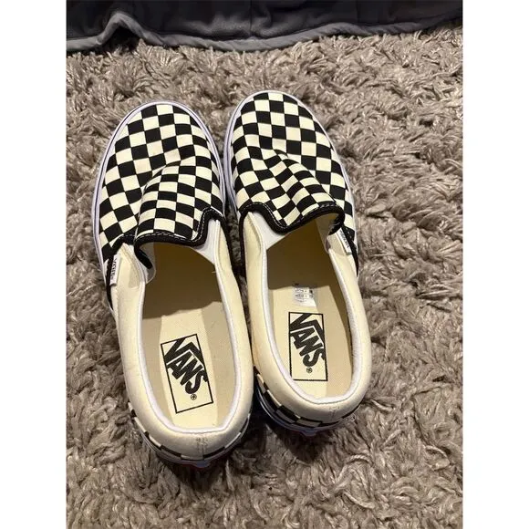 Vans Men's Checkerboard Slip-On Sneakers Black Size 8.5 Casual Shoes