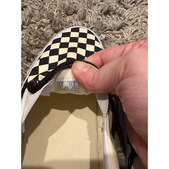 Vans Men's Checkerboard Slip-On Sneakers Black Size 8.5 Casual Shoes