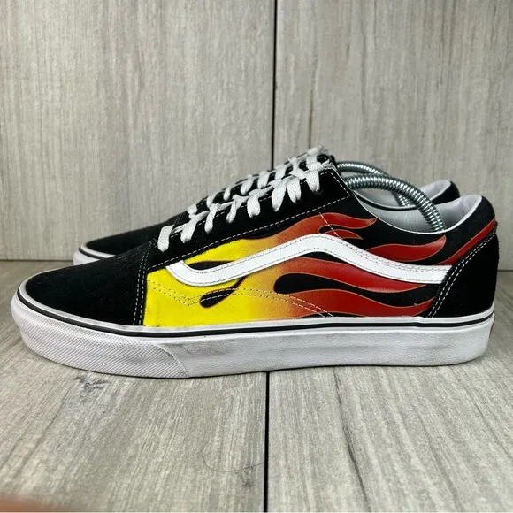 Vans Old Skool Hot Rod Flames Retro Sneakers Lace Up Shoes Mens Size 10