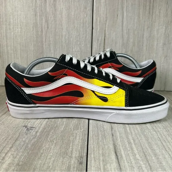 Vans Old Skool Hot Rod Flames Retro Sneakers Lace Up Shoes Mens Size 10