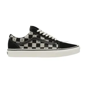 VANS Old Skool 'Stitch Checkerboard' black suede lace up shoes sneakers sz8 new