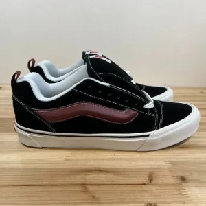 Vans Knu Skool casual skate shoes fat tongue Mens 12 Black Maroon NEW