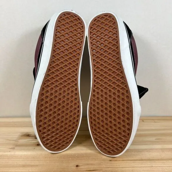 Vans Knu Skool casual skate shoes fat tongue Mens 12 Black Maroon NEW