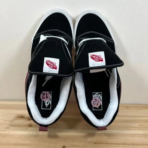 Vans Knu Skool casual skate shoes fat tongue Mens 12 Black Maroon NEW