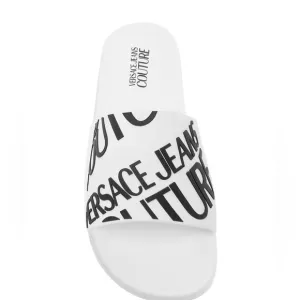 Versace Jeans Couture Logo Slide Sandals B&amp;W Men’s EU 43/10