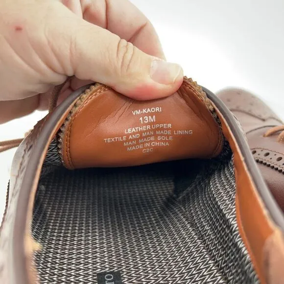 Vince Camuto Kaori Wingtip Oxford Mens Size 13 Brown Leather Lace Up Dress Shoes