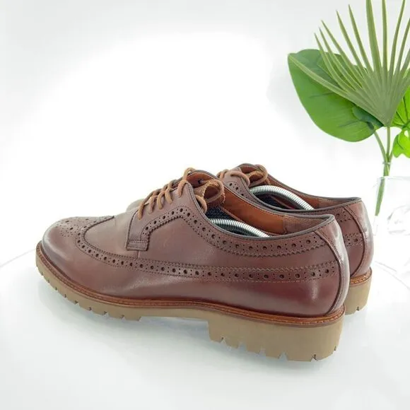 Vince Camuto Kaori Wingtip Oxford Mens Size 13 Brown Leather Lace Up Dress Shoes