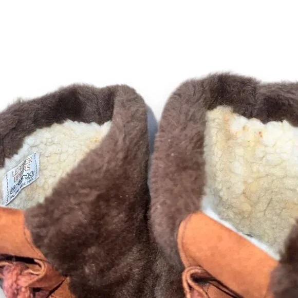 Vintage 70-80s Lace-up Suede / Faux Fur Winter Snow Boots Women's 6