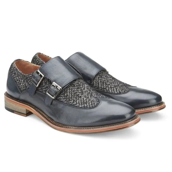 Vintage Foundry‎ Co. Avalite Monk Strap Leather Dress Shoes Men's size 10 Blue