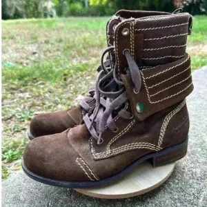Vintage Guess Los Angeles Boots Denim &amp; Dry Brown Hiking Boots US Size 7