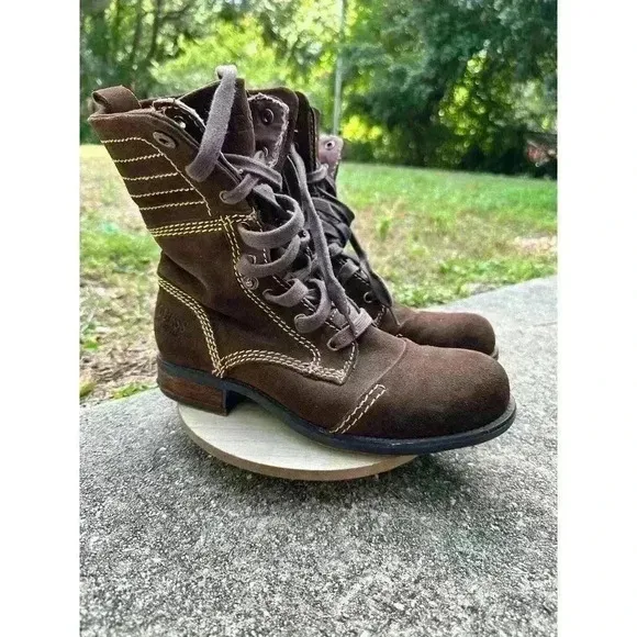 Vintage Guess Los Angeles Boots Denim &amp; Dry Brown Hiking Boots US Size 7