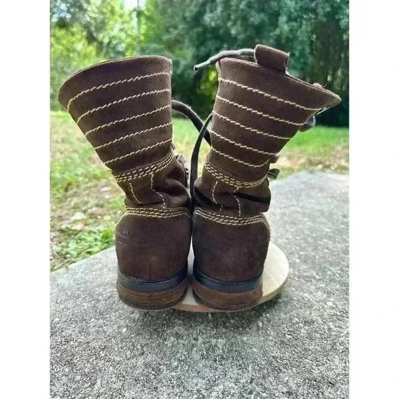 Vintage Guess Los Angeles Boots Denim &amp; Dry Brown Hiking Boots US Size 7