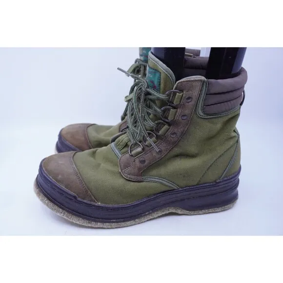 Vintage ORVIS Felt Bottom Boots Mens 9 Ankle Fly Fishing Wading Brown Green