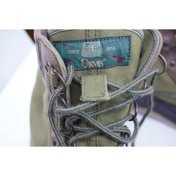 Vintage ORVIS Felt Bottom Boots Mens 9 Ankle Fly Fishing Wading Brown Green