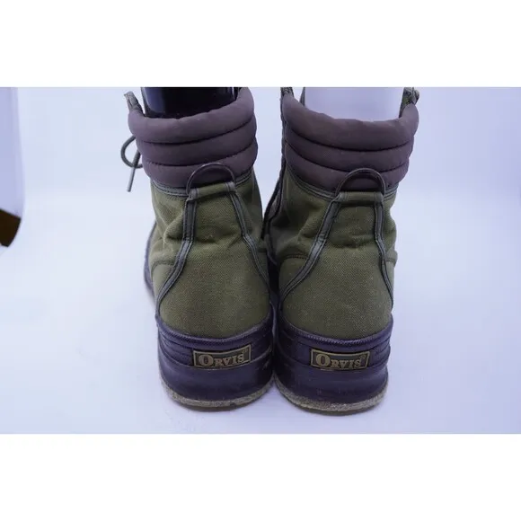 Vintage ORVIS Felt Bottom Boots Mens 9 Ankle Fly Fishing Wading Brown Green