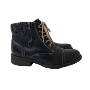 Vintage Salamander Women’s Black Faux Shearling Double Zip Ankle Boots - Size 7