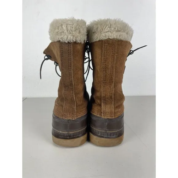 Vintage Sorel Boots Men 10 Kaufman Brown Leather Winter Snow Wool Lined Made USA
