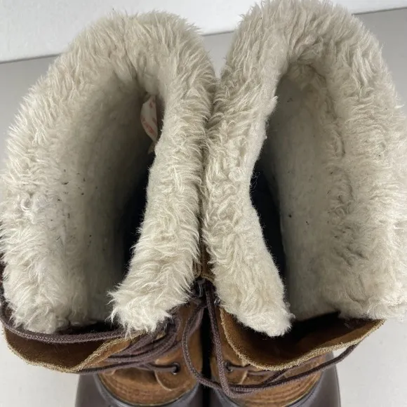 Vintage Sorel Boots Men 10 Kaufman Brown Leather Winter Snow Wool Lined Made USA