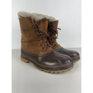 Vintage Sorel Boots Men 10 Kaufman Brown Leather Winter Snow Wool Lined Made USA