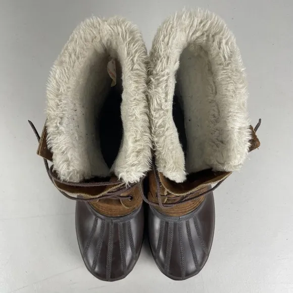 Vintage Sorel Boots Men 10 Kaufman Brown Leather Winter Snow Wool Lined Made USA