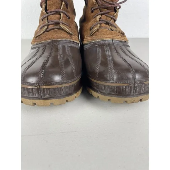 Vintage Sorel Boots Men 10 Kaufman Brown Leather Winter Snow Wool Lined Made USA