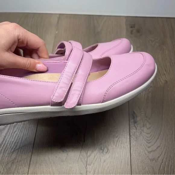 Vionic Cala Mary Jane Flats Pink Faux Upper Size 9 Women’s Hook and Loop Closure