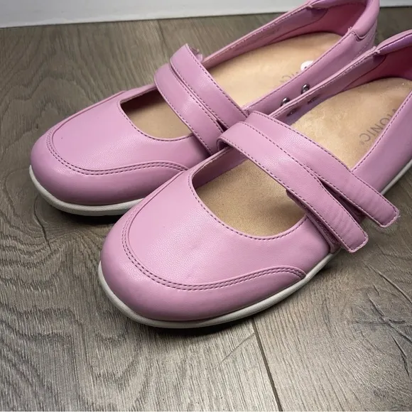 Vionic Cala Mary Jane Flats Pink Faux Upper Size 9 Women’s Hook and Loop Closure