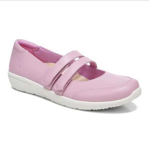 Vionic Cala Mary Jane Flats Pink Faux Upper Size 9 Women’s Hook and Loop Closure