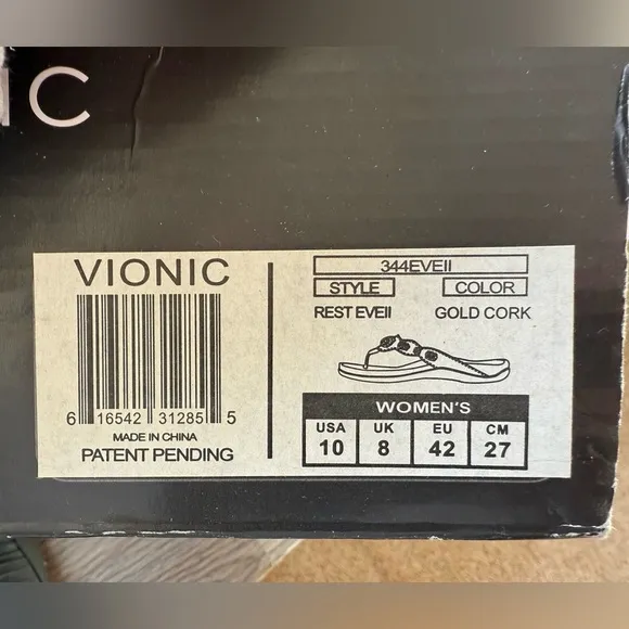 Vionic Eve ll Jeweled Cork Sandals Orthotic Comfort Thong Flip Flops Tan Size 10