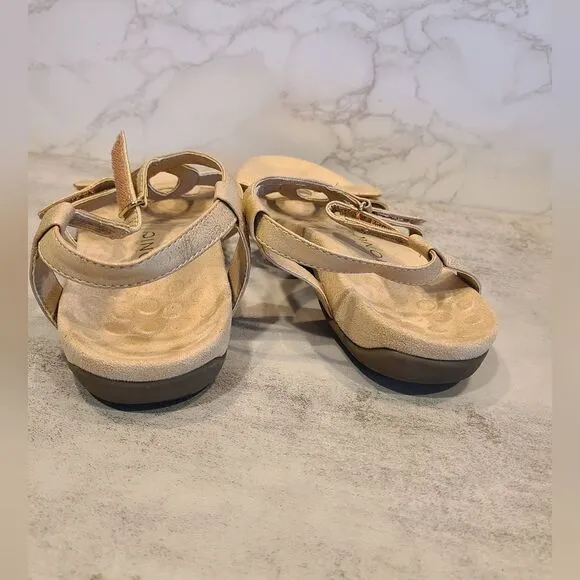 Vionic Jodie Metallic light Rose Gold Sandals Orthaheel Sandals | 8