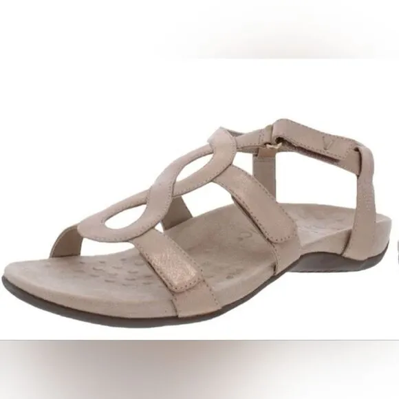 Vionic Jodie Metallic light Rose Gold Sandals Orthaheel Sandals | 8