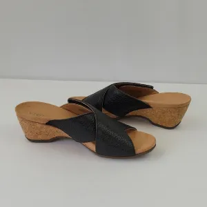 Vionic Leticia Slide Sandals Black Leather Size 6.5