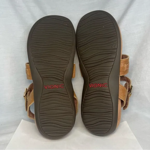 Vionic Lupe Sandals Slingback Hook And Loop Casual Shoes Brown Women 7