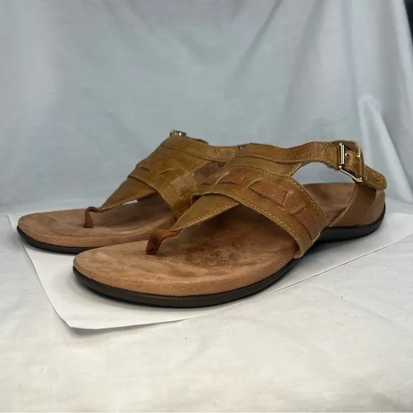 Vionic Lupe Sandals Slingback Hook And Loop Casual Shoes Brown Women 7