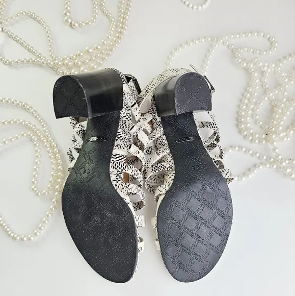 Vionic Luxurious Genuine Leather Sami Snake Ankle Strap Block Heel Sandals 8.5