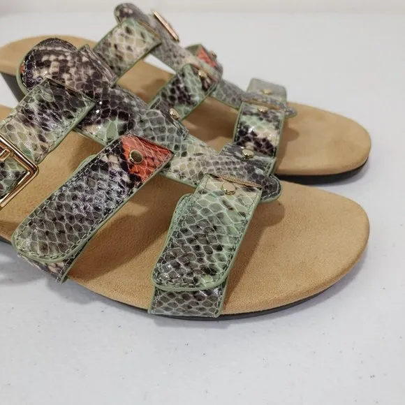 Vionic Radia Orthotic Adjustable Triple Strap Slide Wedges Size 9