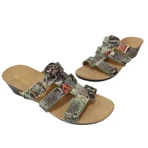 Vionic Radia Orthotic Adjustable Triple Strap Slide Wedges Size 9