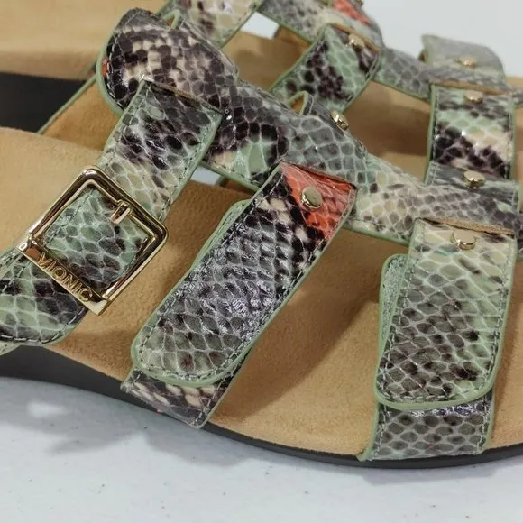 Vionic Radia Orthotic Adjustable Triple Strap Slide Wedges Size 9